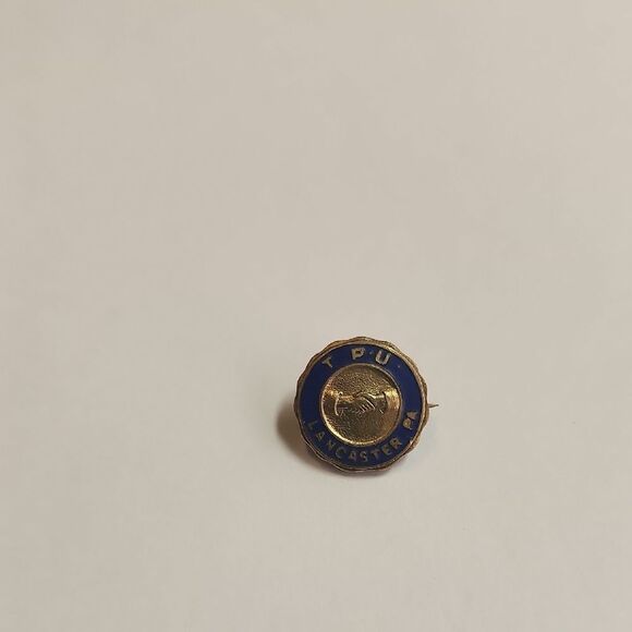 Old Enameled Pinback Brooch from the T.P.U. of Lancaster PA - Picture 1 of 3